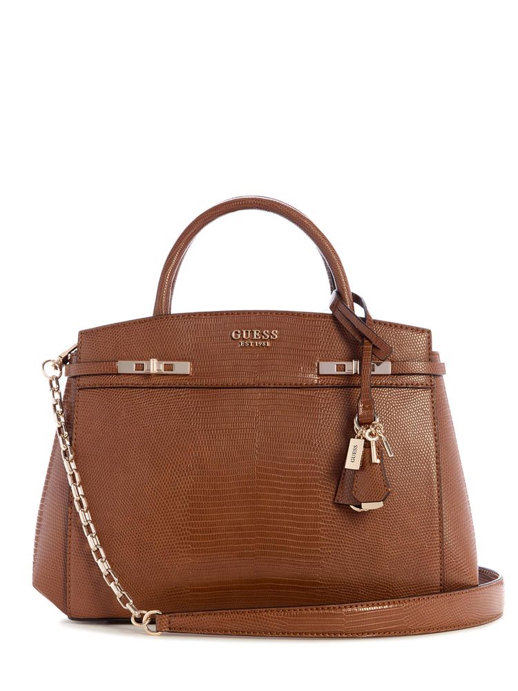guess fashion Guess Brown Textured Magnet Satchel Bag with Detachable Strap-picture-18