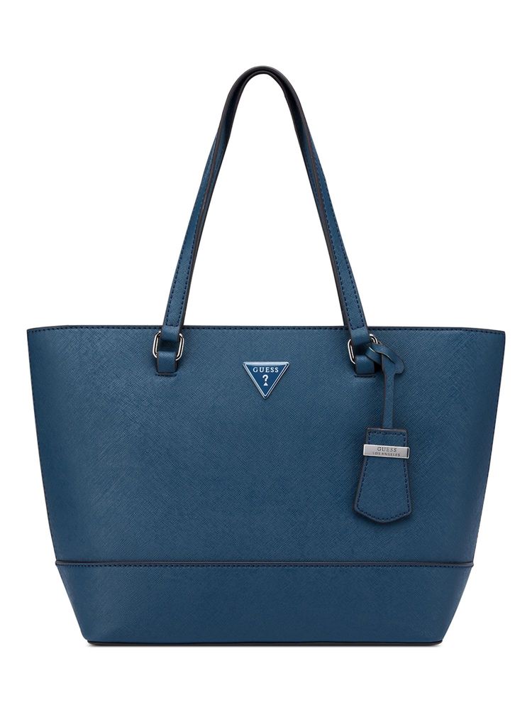 Guess Navy Blue Solid Viviette Carryall Tote Bag-image-41