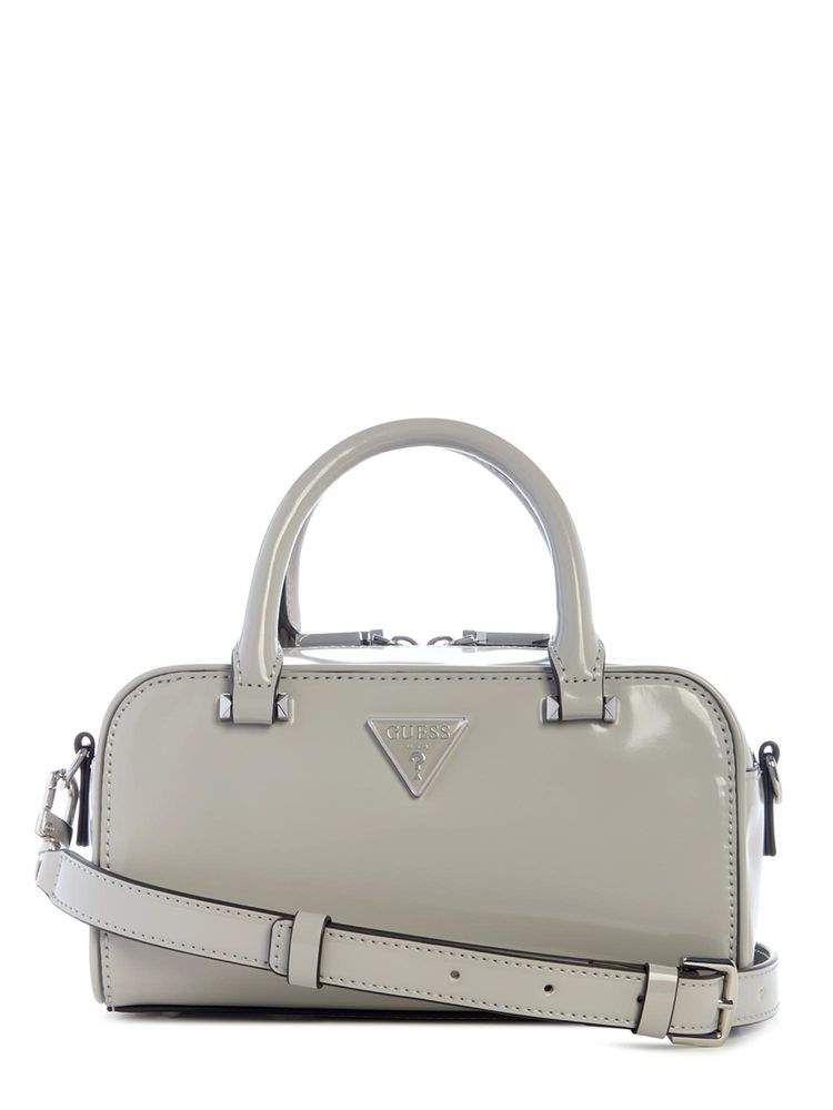 Guess Grey Solid Zipper Arnela Satchel Bag with Detachable Strap-image-7