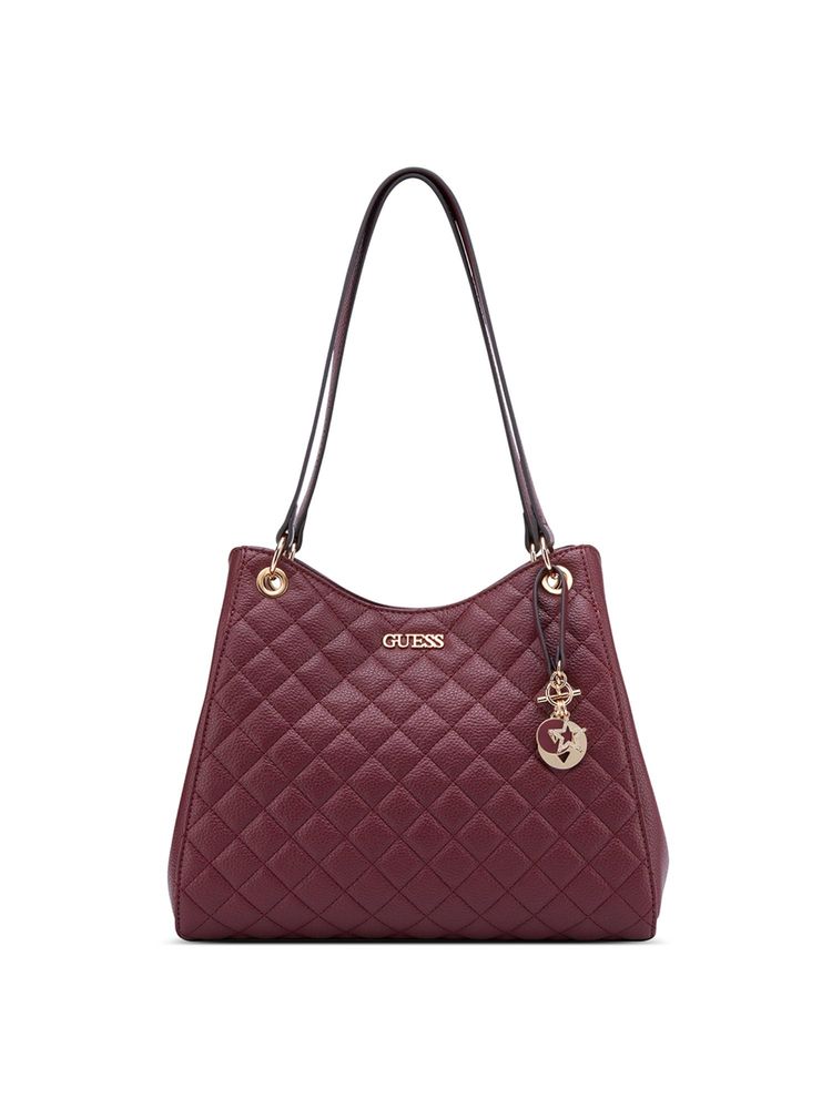 Guess Maroon Textured Shoulder Bag-image-3