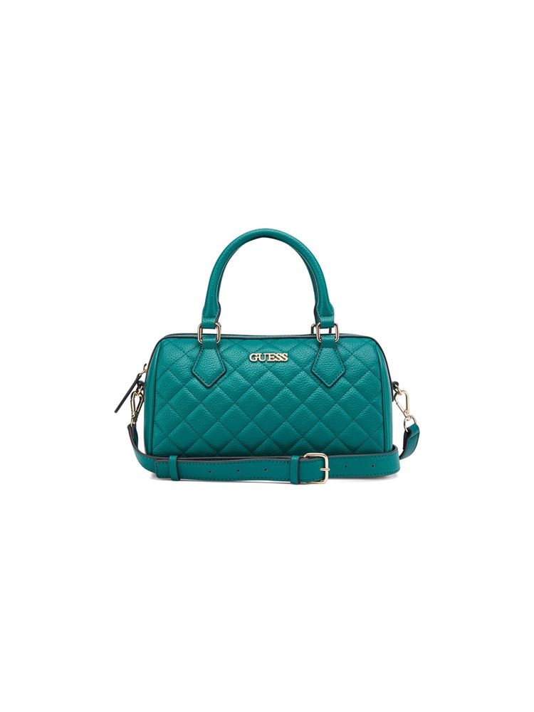 Guess Teal Textured Satchel Bag with Detachable Strap-image-35