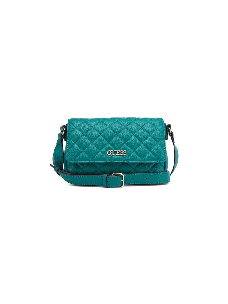 Guess Teal Textured Magnetic Snap Crossbody Bag-image-14