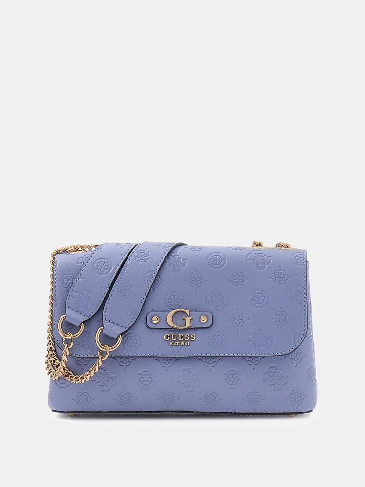 Guess Blue Textured Magnetic Snap Crossbody Bag-image-7