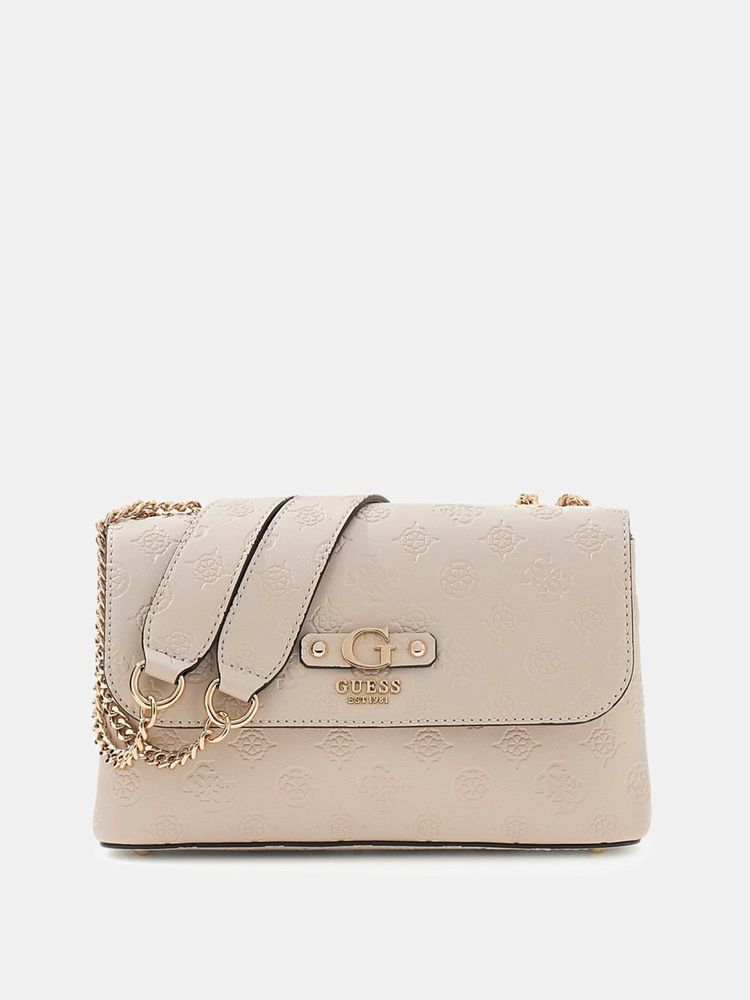 guess fashion Guess Beige Textured Magnetic Snap Crossbody Bag-picture-24
