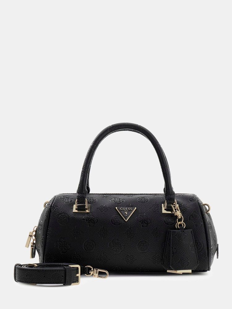 guess fashion Guess Black Logo Textured Zipper Duffle Bag with Detachable Strap-picture-24