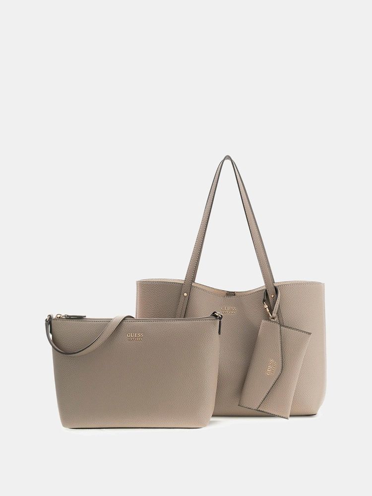guess fashion Guess Beige Textured Tote Bag With 2 Pouch-picture-27