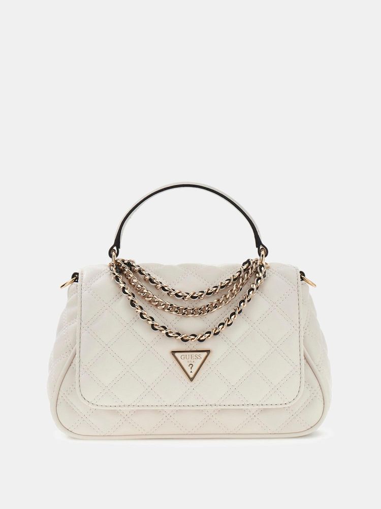 guess fashion Guess Off White Quilted Magnet Satchel Bag with Detachable Strap-picture-41