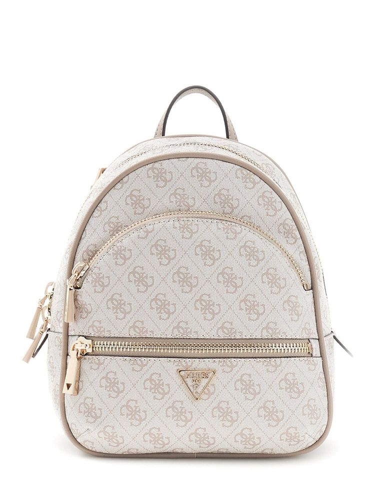 guess fashion Guess Beige Printed Zipper Manhattan Backpack-picture-26