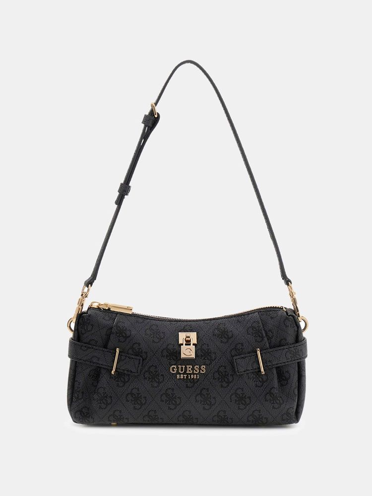 guess fashion Guess Black Printed Zipper Shoulder Bag-picture-10