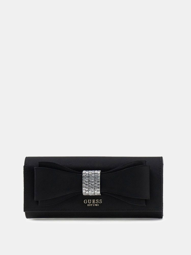 Guess Black Embellished Magnet Elsie Clutch with Detachable Strap-image-6