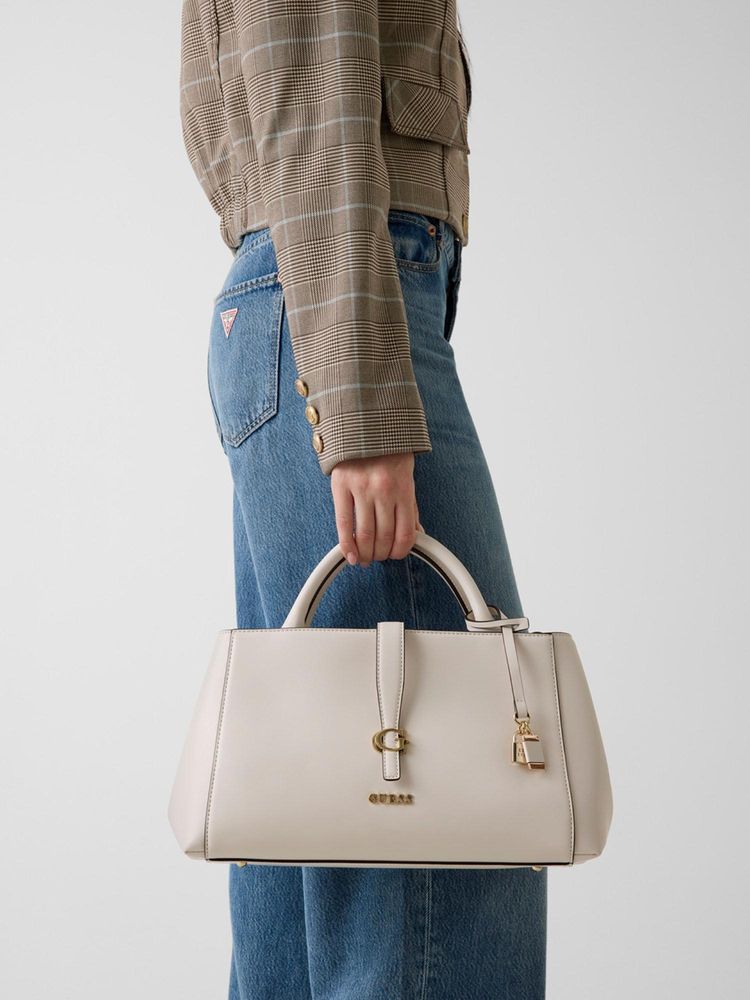 guess fashion Guess Cream Solid Magnet Satchel Bag with Detachable Strap-picture-10