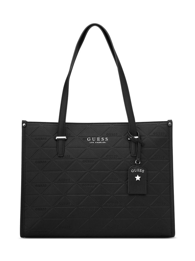 Guess Black Textured Tote Bag-image-12