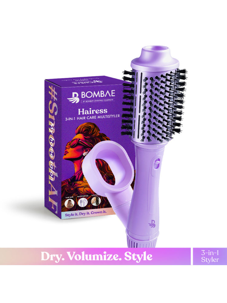 Bombae Hairess Ionic 3-In-1 Hot Air Brush Hair Dryer, Volumizer & Straightener