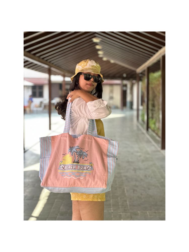 EcoRight Oversized Beach Tote Bags with Inner & Outer Pocket - Beach Bum-image-28
