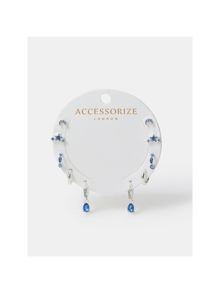 Accessorize London Women Diamante Gem Stud and Hoop Earrings (Pack of 5)-image-24