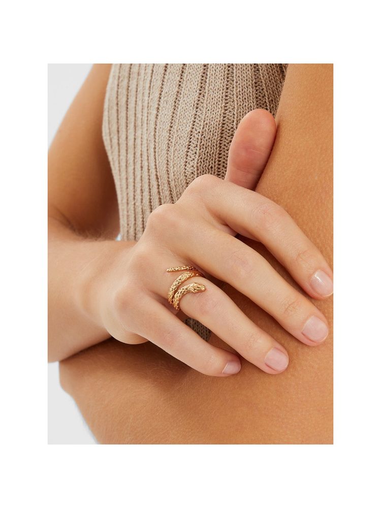 Accessorize London Women Gold Snake Wrap Ring-image-37