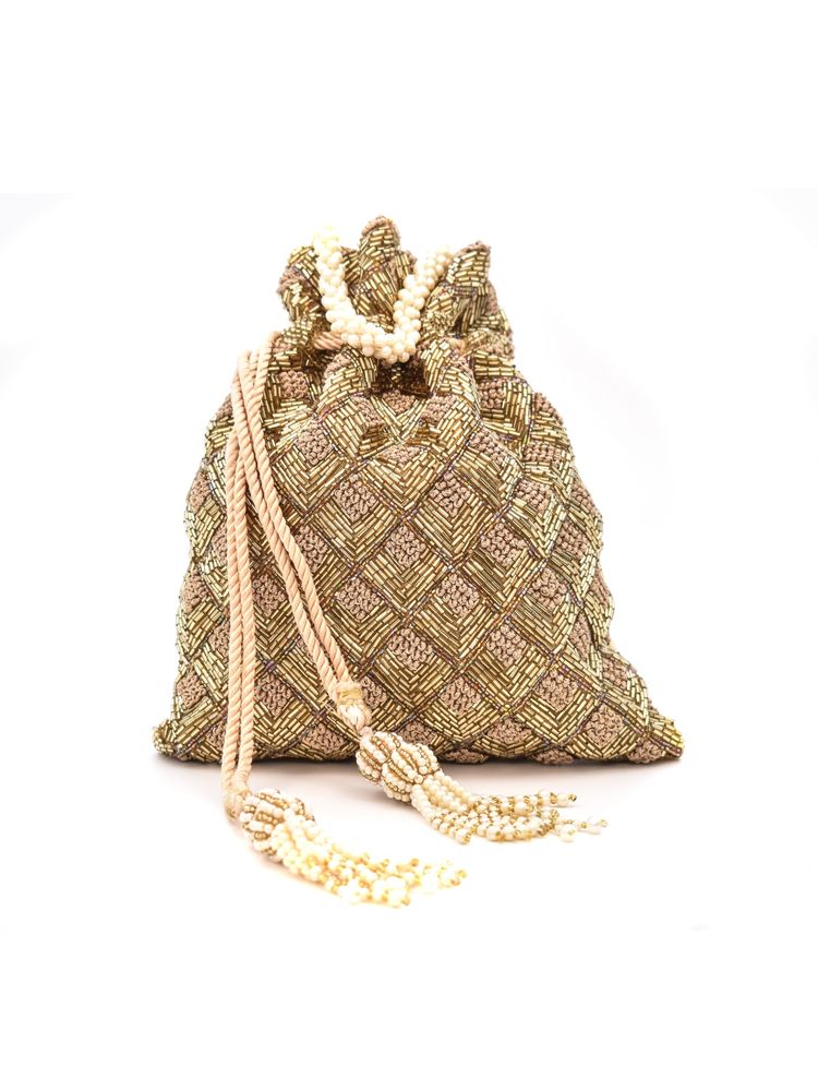 sugarcrush Gold Luxury Potli Bag With Drawstring Closure-picture-13