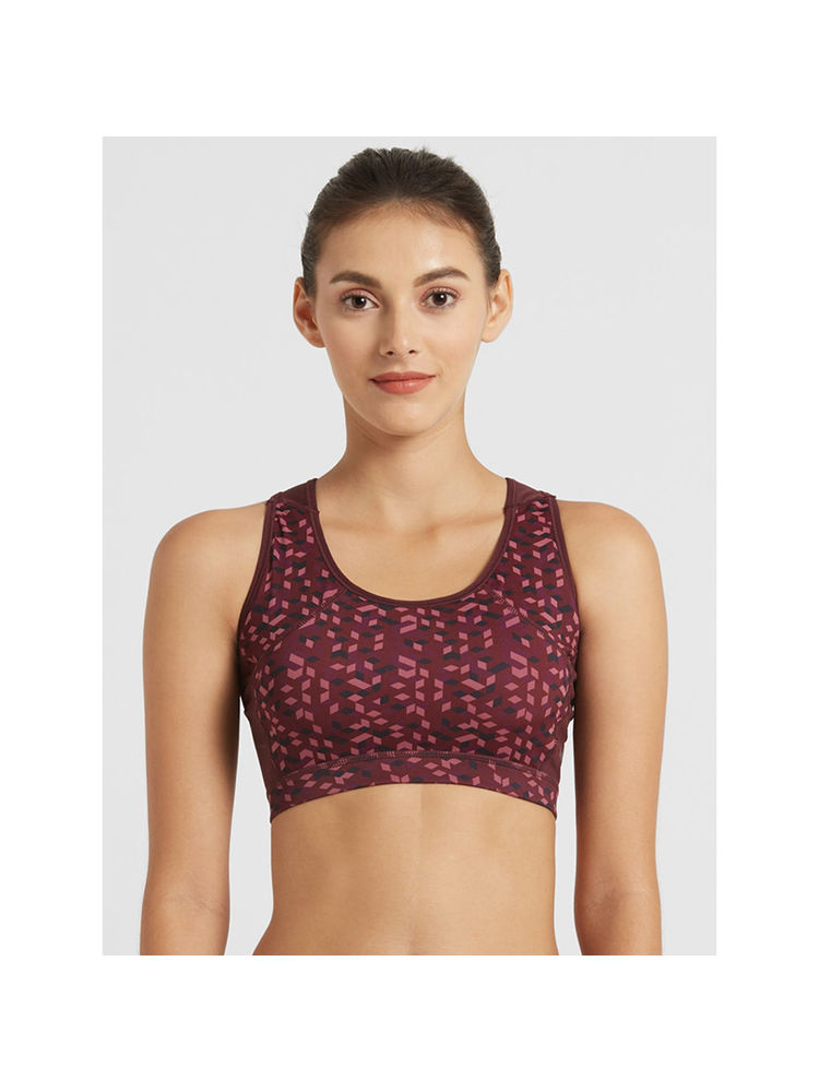 Jockey Wine Assorted Prints Medium Impact Bra Style Number-ML03-image-0