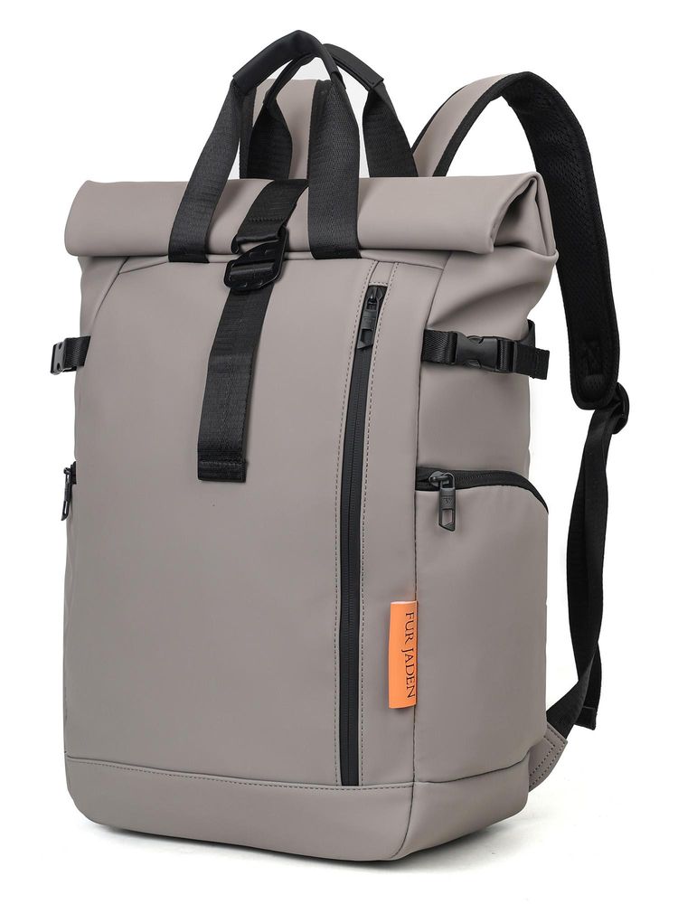 FUR JADEN Vegan Leather 15.6 Inch Premium Laptop Grey Backpack (M)-picture-47