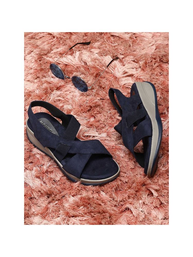 Monrow Solid-plain Carlee Blue Wedges Heels