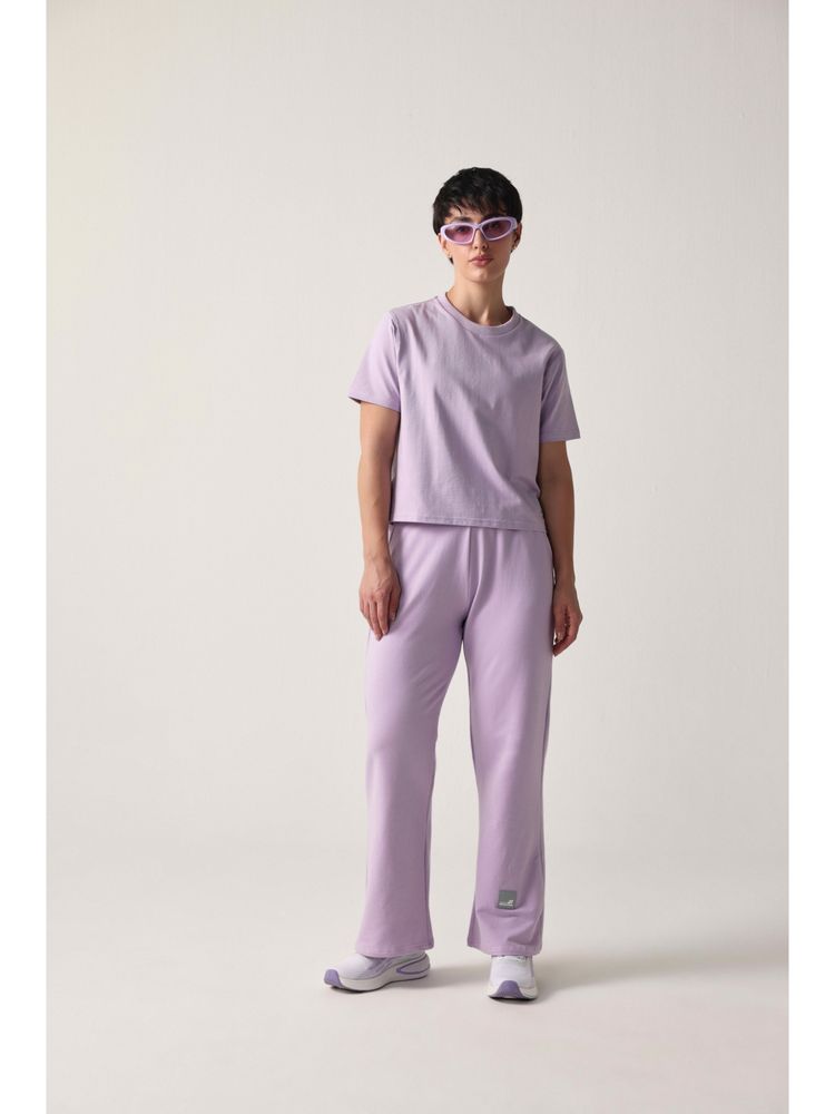Sawsee Lavender Cotton Blend Solid T-Shirt with Sweat Pant-picture-11