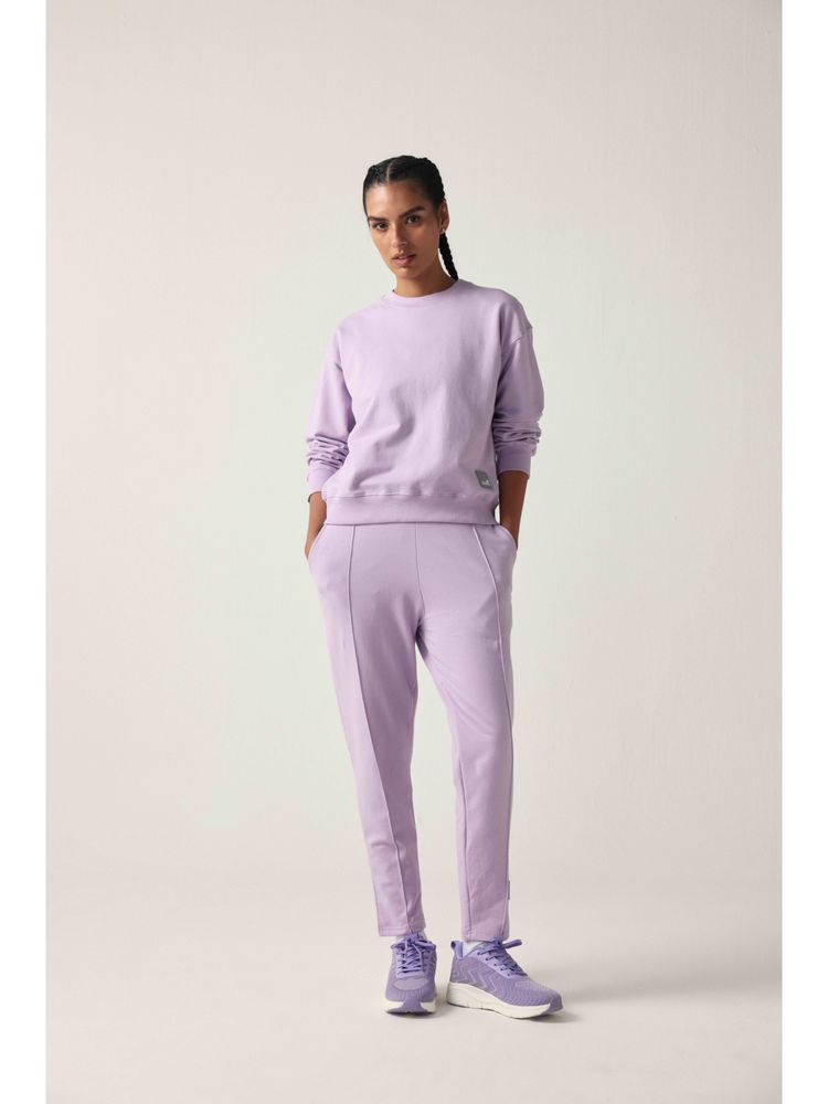 Sawsee Lavender Cotton Blend Solid Sweatshirt with Joggers-image-4