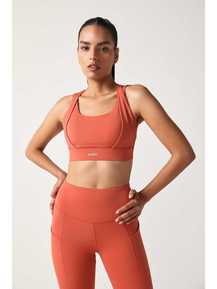 Sawsee Coral Nylon Solid Sports Bra-picture-22