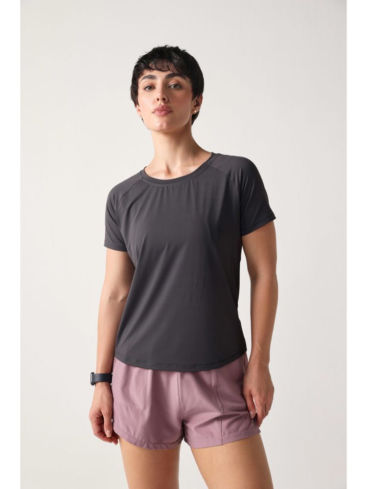 Sawsee Grey Nylon Solid T-Shirt-picture-16