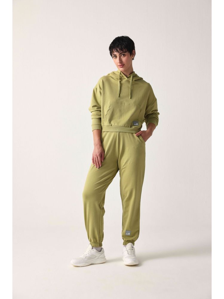 Sawsee Green Cotton Blend Solid Hoodie-picture-28