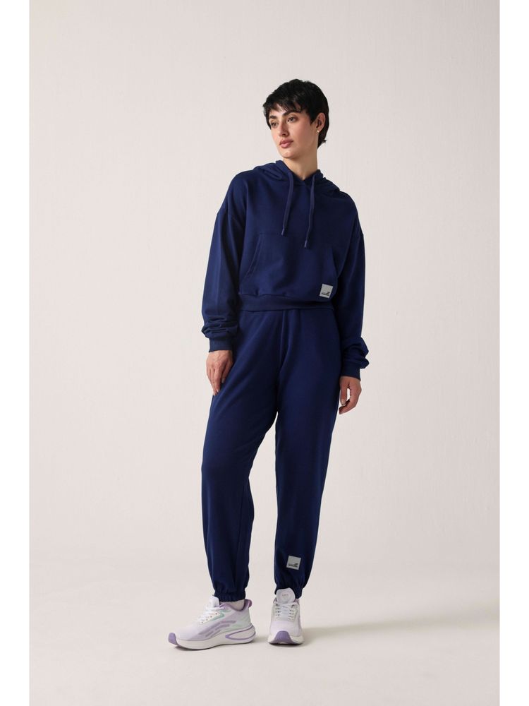 Sawsee Navy Blue Cotton Blend Solid Hoodie-picture-13
