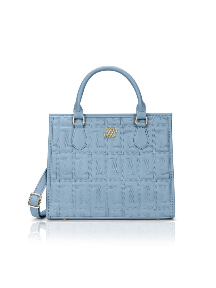 Lavie Signature Blue Synthetic Leather Textured Handbag with Detachable Strap-image-25
