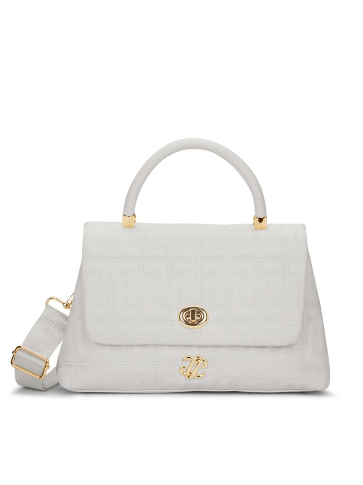 Lavie Signature Off White Synthetic Leather Textured Handbag with Detachable Strap-picture-25