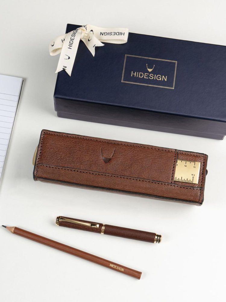Hidesign Brown Leather Solid Pouch-image-23