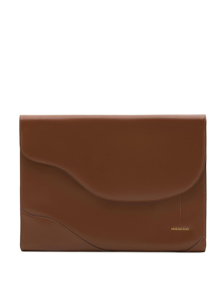 MIRAGGIO Brown Pu Solid Laptop Case-image-1