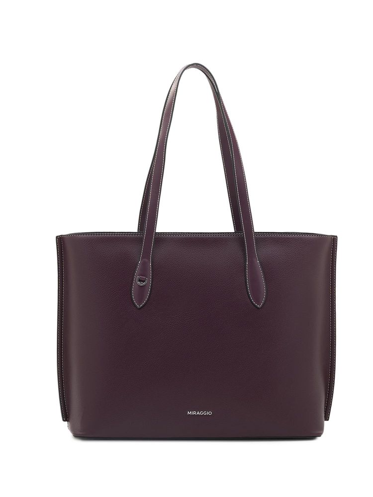 MIRAGGIO Wine Pu Textured Tote Bag-picture-12