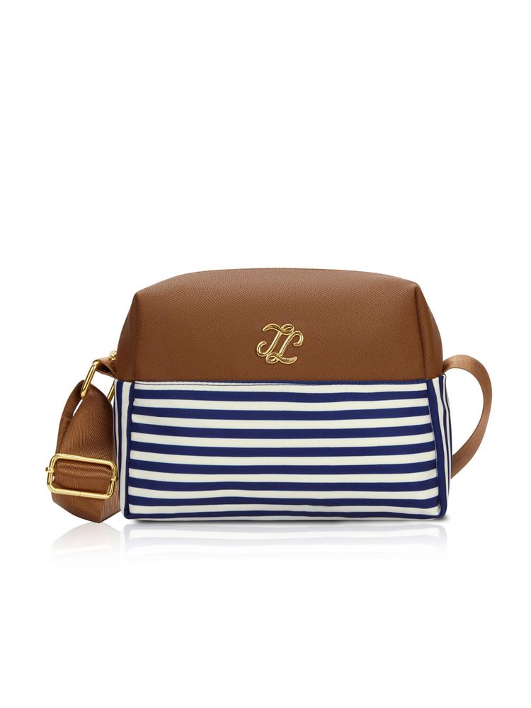 Lavie Signature Navy Blue Synthetic Leather Stripes Sling Bag-picture-14