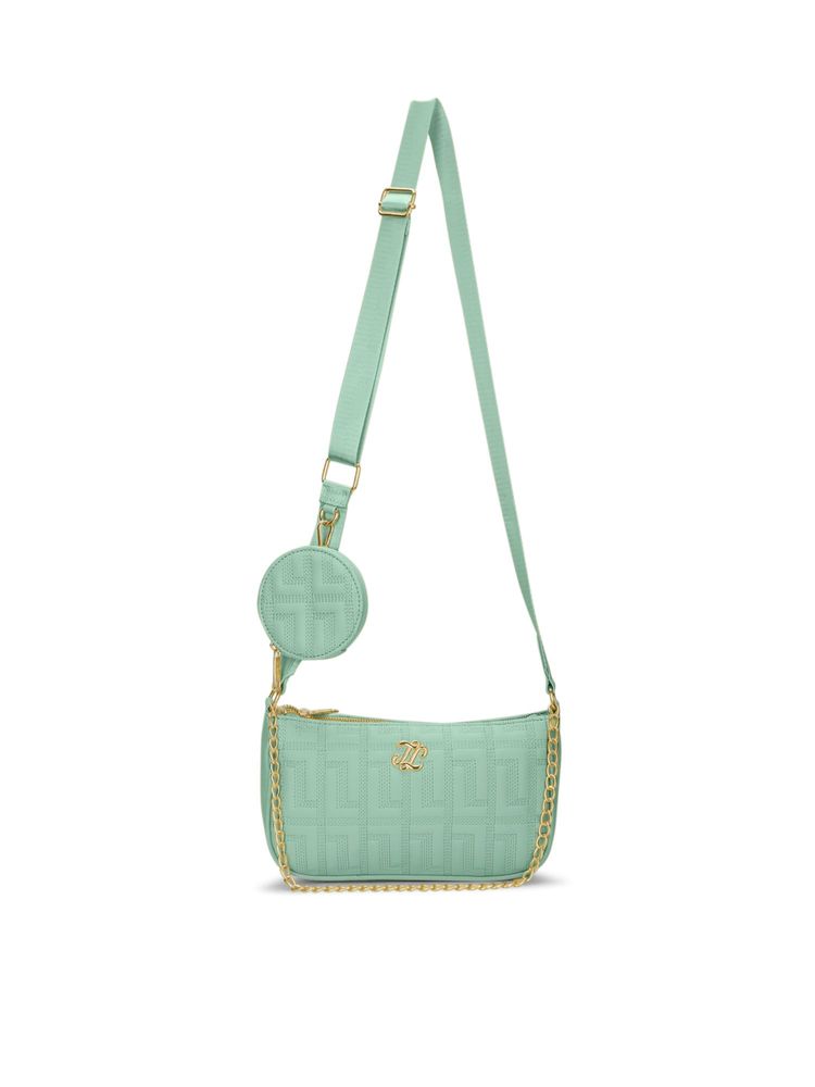 Lavie Signature Green Synthetic Leather Textured Sling Bag with Detachable Coin Pouch-picture-28