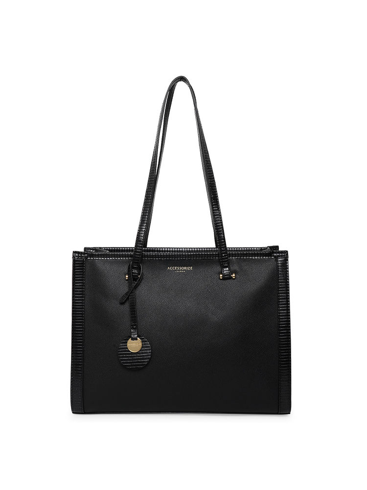 Accessorize London Womens Faux Leather Black Rosie Book Tote