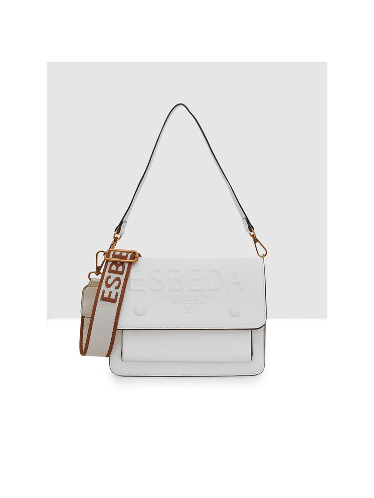 ESBEDA White Embossed Designer Sling Bag with Detachable Strap (Set of 2)-picture-15