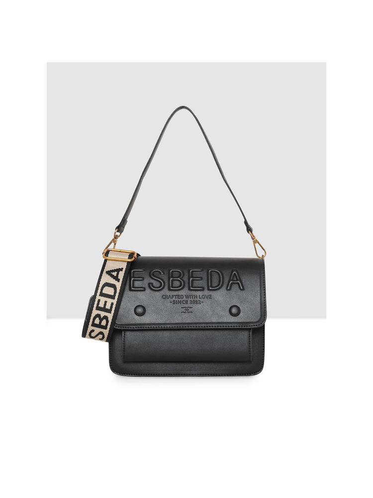 ESBEDA Black Embossed Designer Sling Bag with Detachable Strap (Set of 2)-picture-21