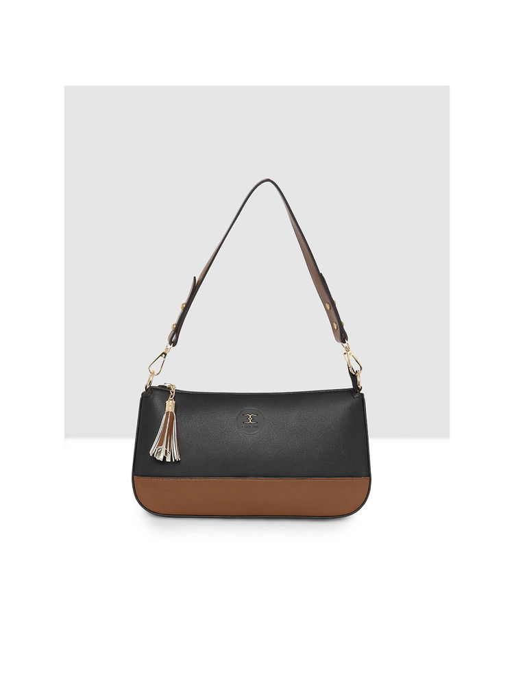 ESBEDA Black Tassel Handbag with Detachable Handle-image-12