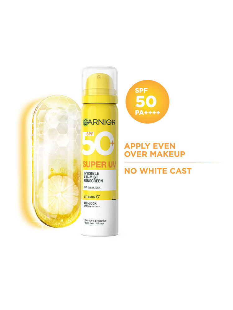 Garnier Super UV Invisible Air Mist Spray Sunscreen SPF50 PA++++ For UVA/B, Over Makeup Spray, No White Cast-image-4