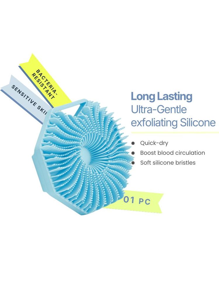 Venihea Exfoliating Bath Scrubber And Silicone Body Scrubber Baby Pink/Blue/Green(Colour May Vary)-image-4
