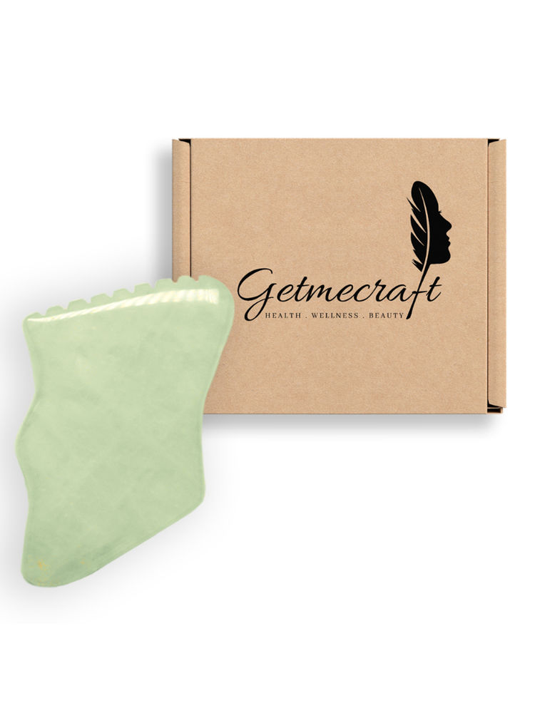 Getmecraft Green Jade Gua Sha Facial Massage Tool With Teeth Shape Sides And Ridges-image-39