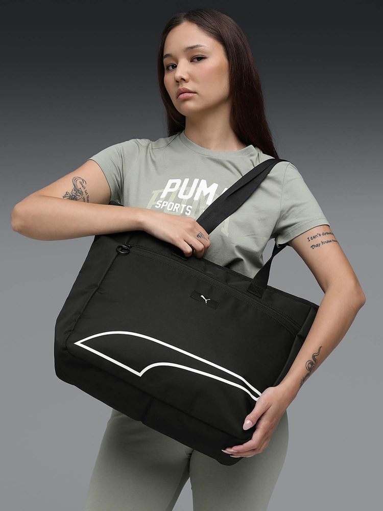 Puma Black Metallic Lightweight Solid Everyday Tote Bag-picture-13