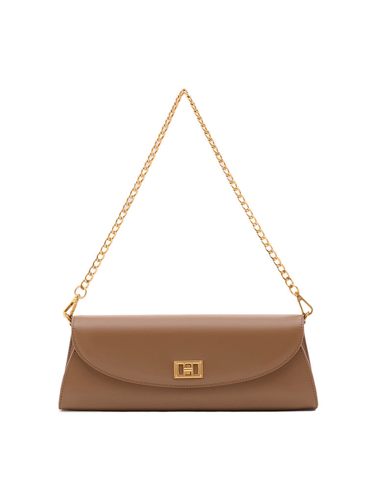 MIRAGGIO Brown Lousia Solid Clutch with Detachable Chain (M)-picture-22