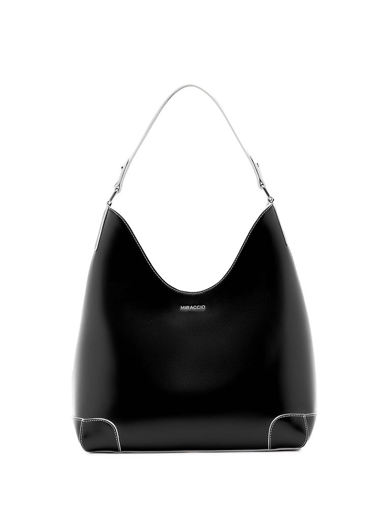 MIRAGGIO Black Gloria Solid Hobo Bag (L)-image-10