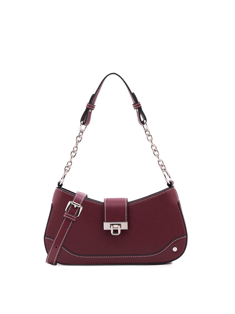 MIRAGGIO Wine Elara Solid Shoulder Bag (M)-picture-19