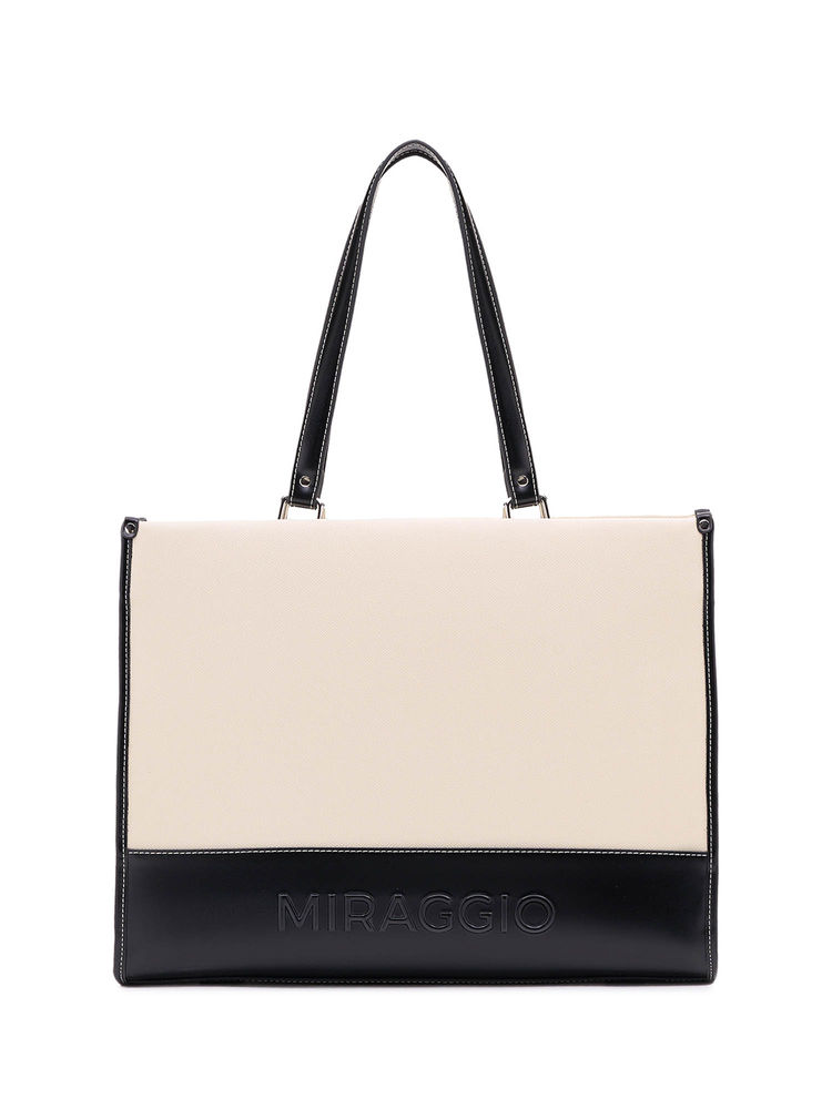 MIRAGGIO Ivory Leanne Solid Tote Bag (L)