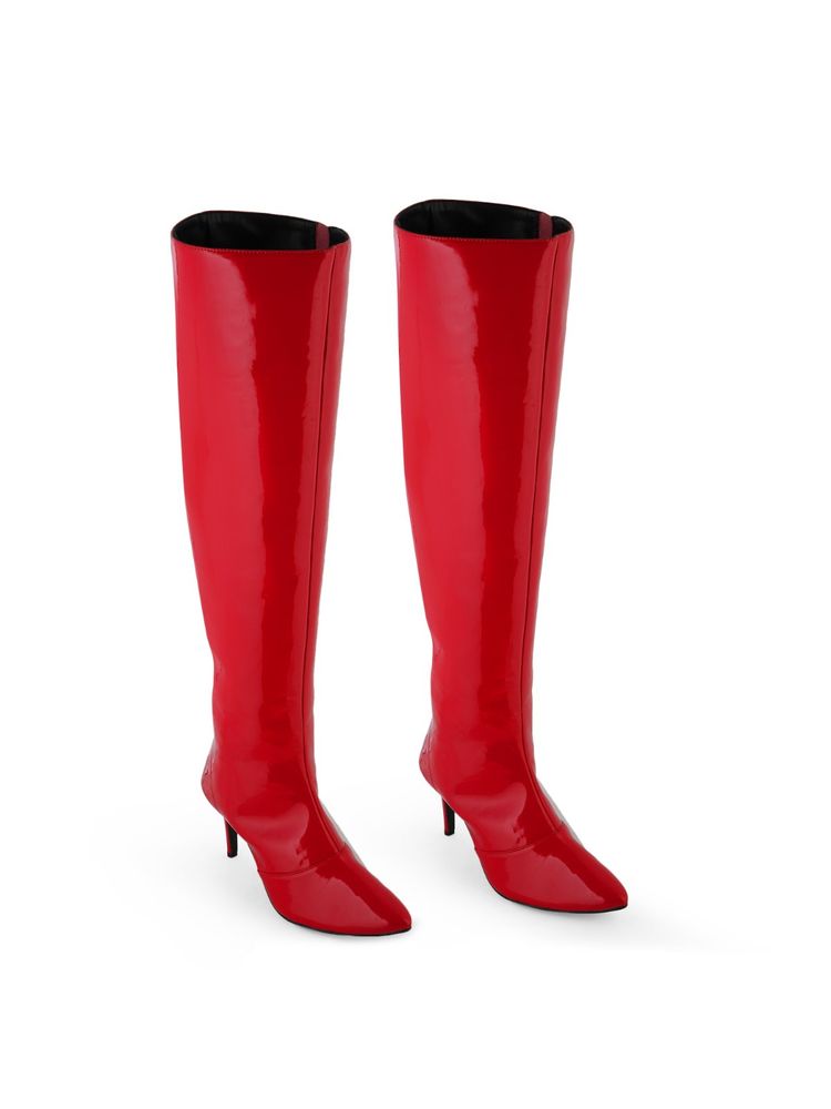 Zori World Mirchi-solid Red Over The Knee Boots-picture-27